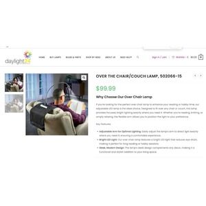 Daylight24 Model 502066-15 Over the Chair/Couch Lamp - EUC